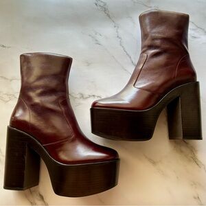 SOLD- Jeffrey Campbell Mexique Brown Leather Platform Boots